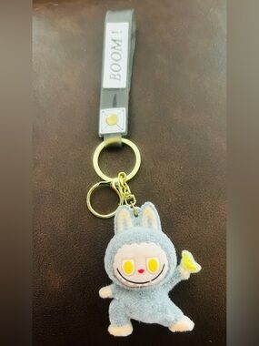 BOOM! Grey Plush Bunny Keyring with Yellow Details